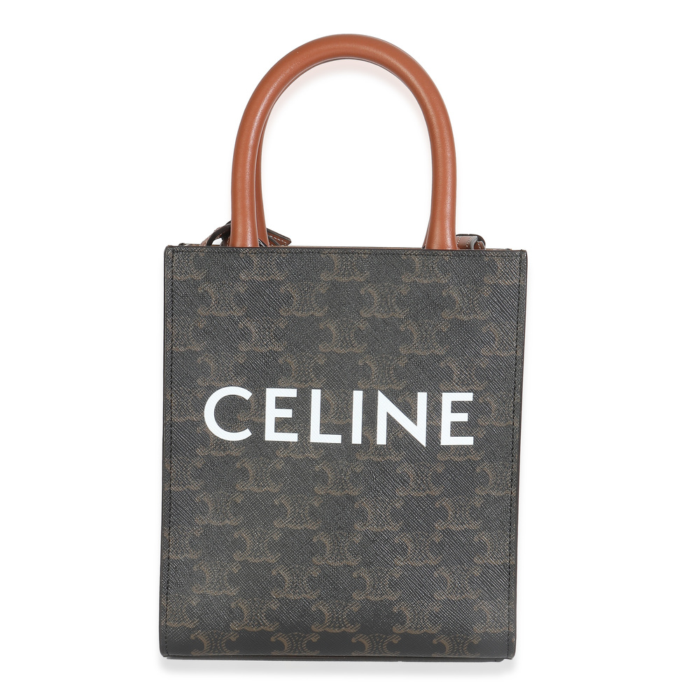 Celine Brown Triomphe Canvas  MIni Vertical Cabas